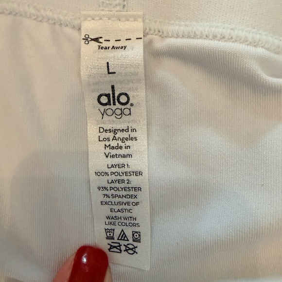 ALO Yoga Tennis/Golf Skirt White Pleated Mesh Flirty Overlay Shorts Size-L EUC - Picture 7 of 8